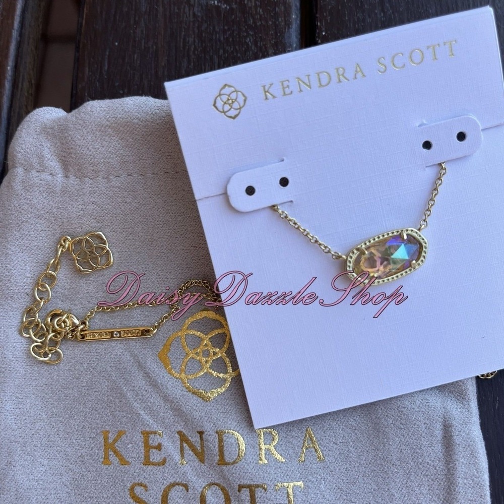 ✨New Kendra Scott Elisa Gold Pendant Necklace In Dichroic Glass✨🦄